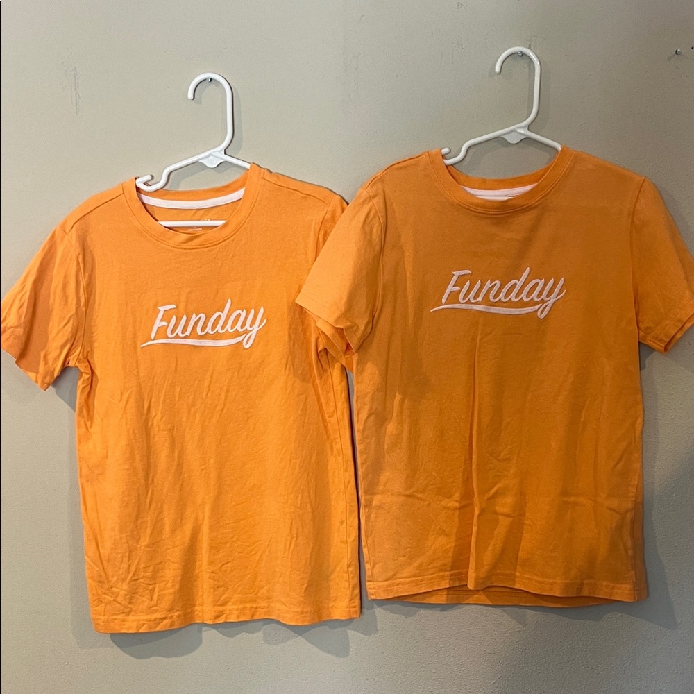 Lot of TWO “Funday” Janie and Jack tee shirts, unisex size 8